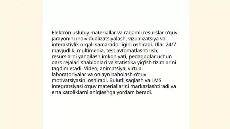 Oʻquv-metodik qoʻllanmalarining taʼlim sif atiga taʼsiri 4