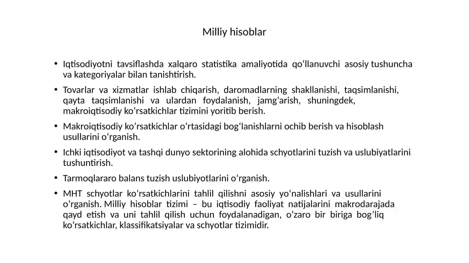 Milliy hisoblar tizimining asosiy iqtisodiy ko’rsatkichlari 4