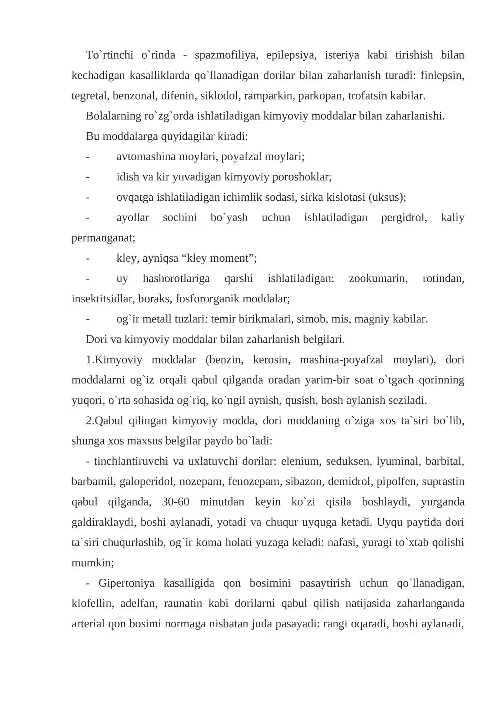 Kimyoviy va dori moddalar bilan zaharlanishda tibbiy yordam 4