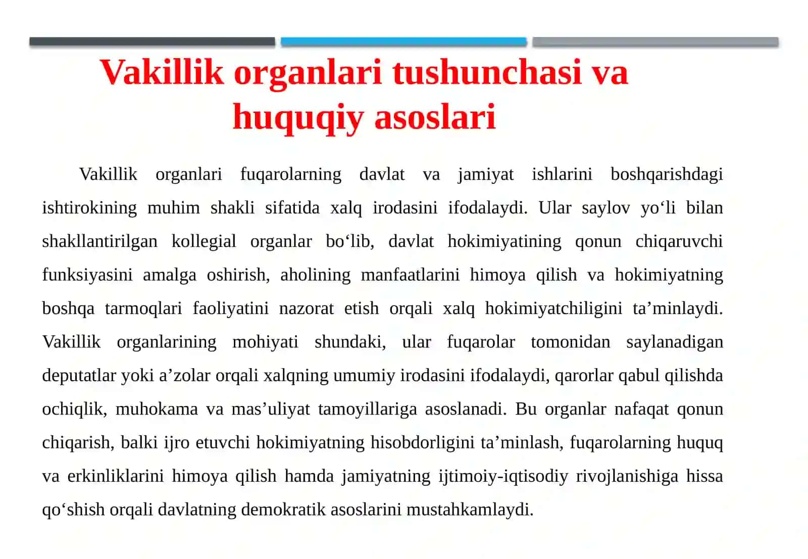 Davlat boshqaruvida vakillik organlari tizimi 4