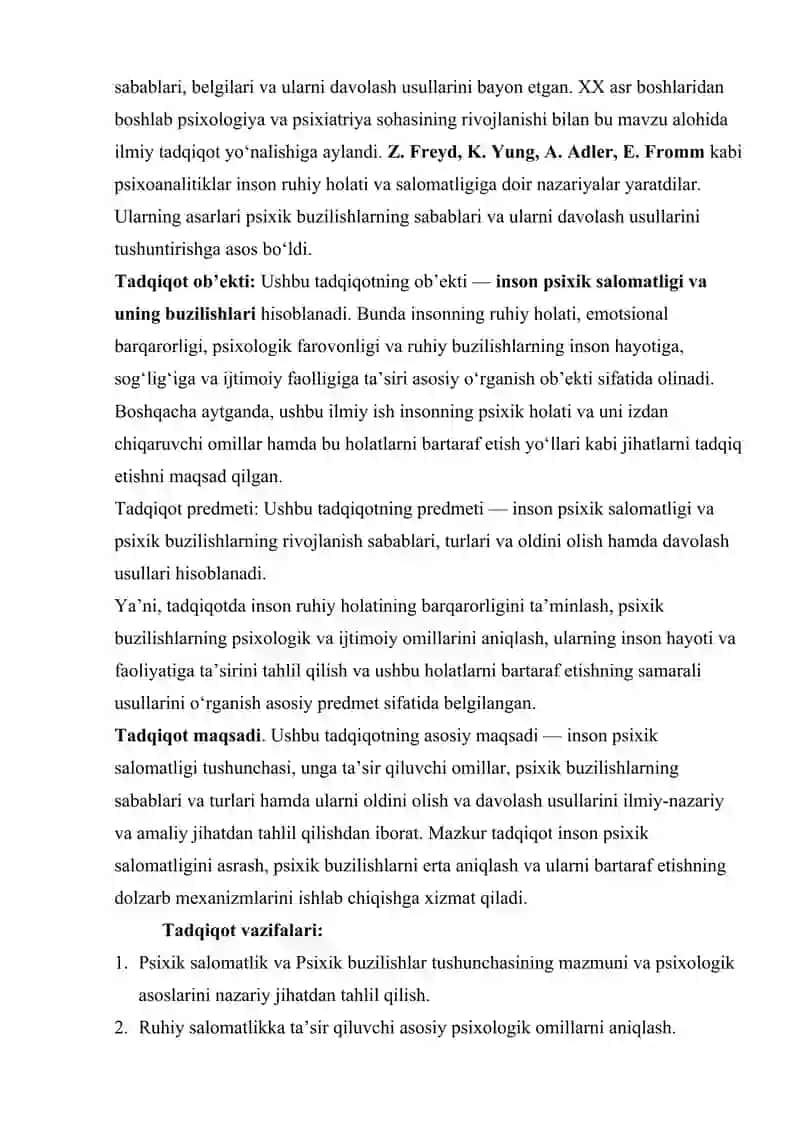 PSIXIK SALOMATLIK VA PSIXIK BUZILISHLAR 4