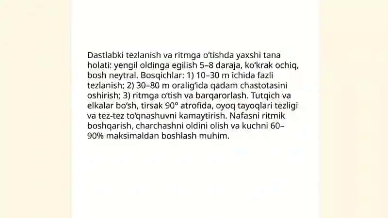 Oʻrta masofalarga yugurish texnikasi 4