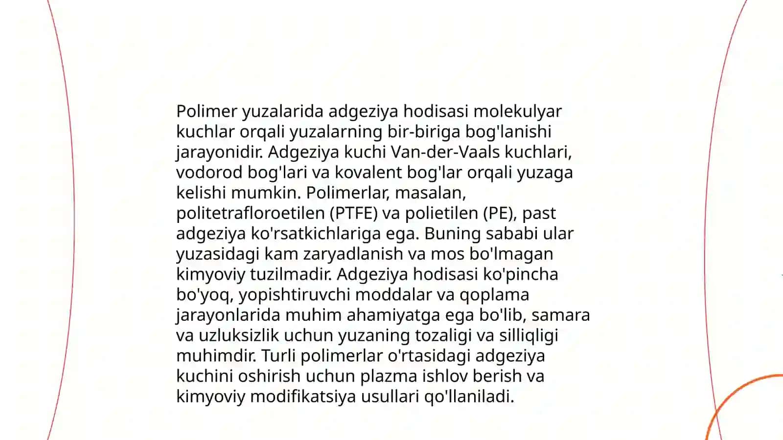 Polimerlarning adgeziyasi, adgeziyaning absorbsion nazariyasi 4