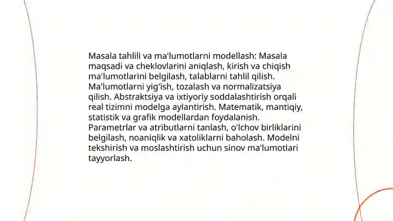 Kompyuterda masala yechishning asosiy bosqichlari. Algoritmlash va uning turlari 4