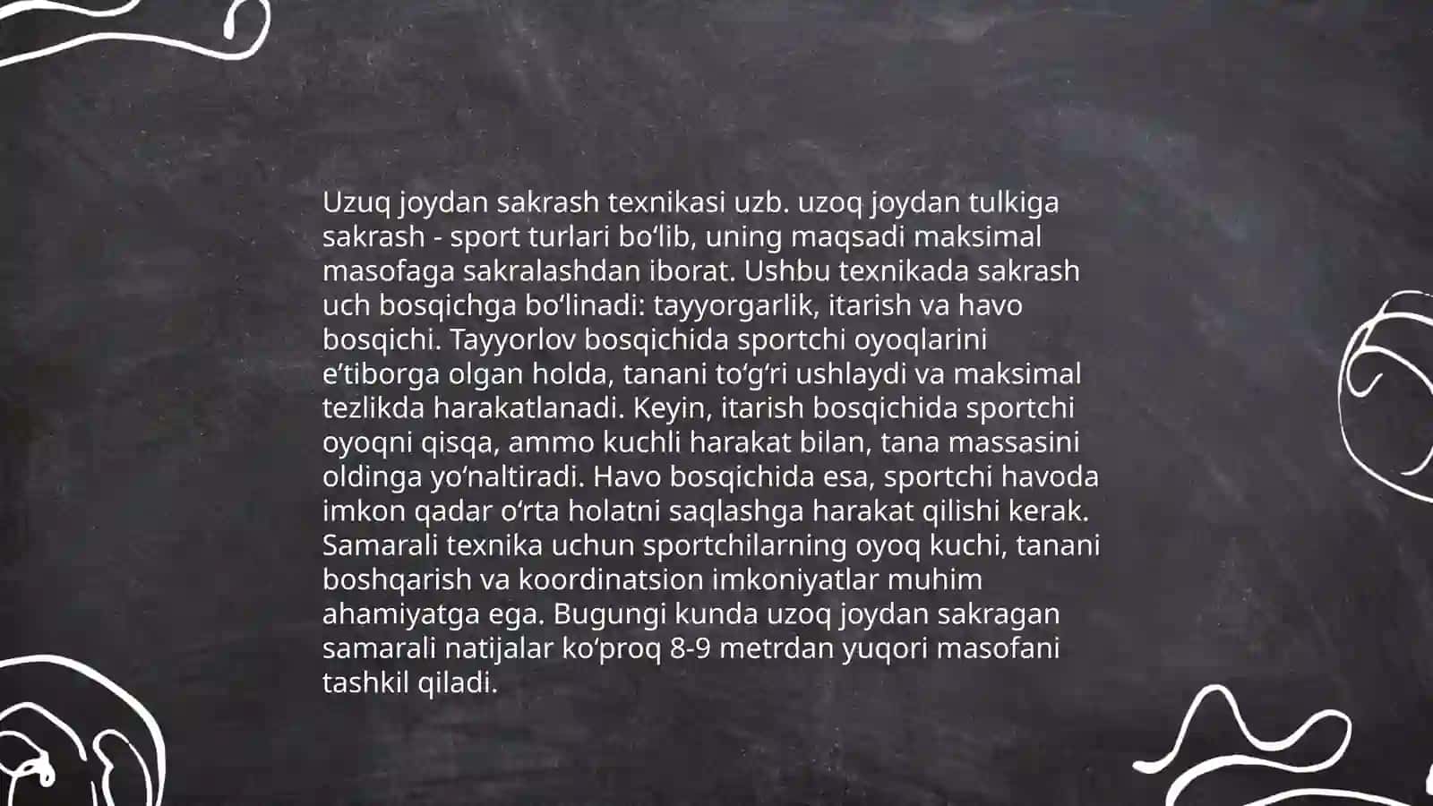 Turgan joyidan uzunlikka sakrash 4