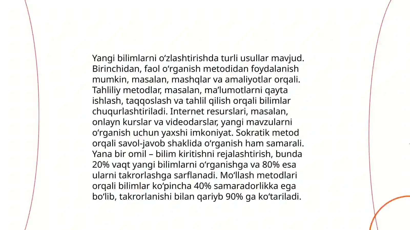 Faoliyatning oʻzlashtirish va malakalarni egallash 4