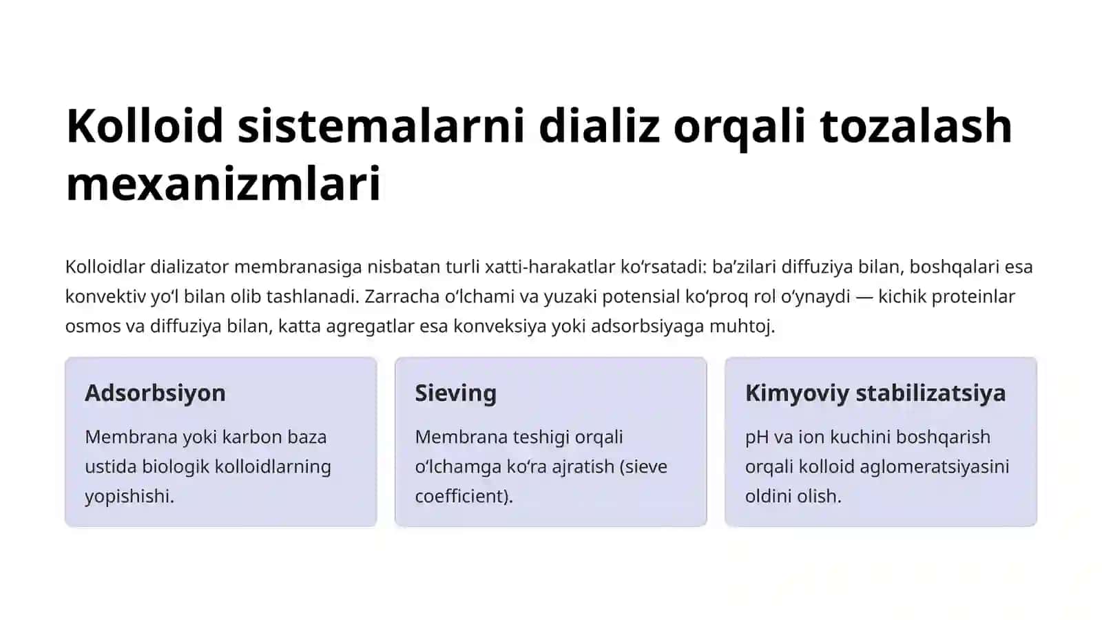 Kolloid Sistemalarni Dializ Yoʻli Bilan Tozalash: Gemodializda Kimyoning Ahamiyati 4
