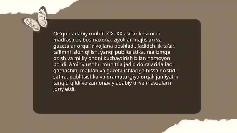 Qo‘qon adabiy muhiti. Amiriy hayoti va adabiy faoliyati 4
