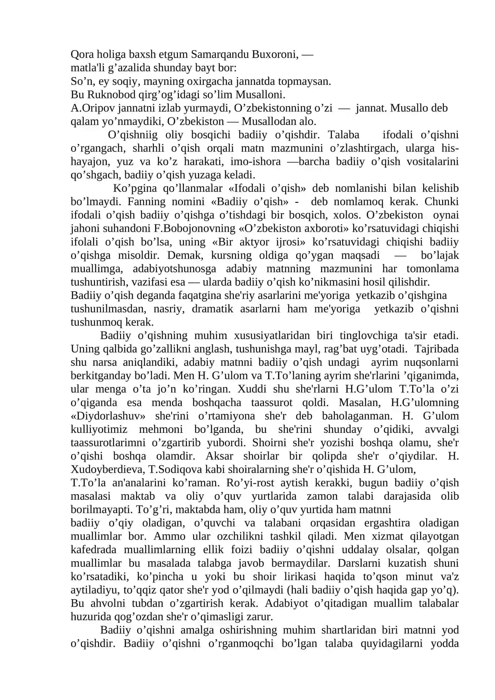BADIIY O’QISH ASOSLARI 4
