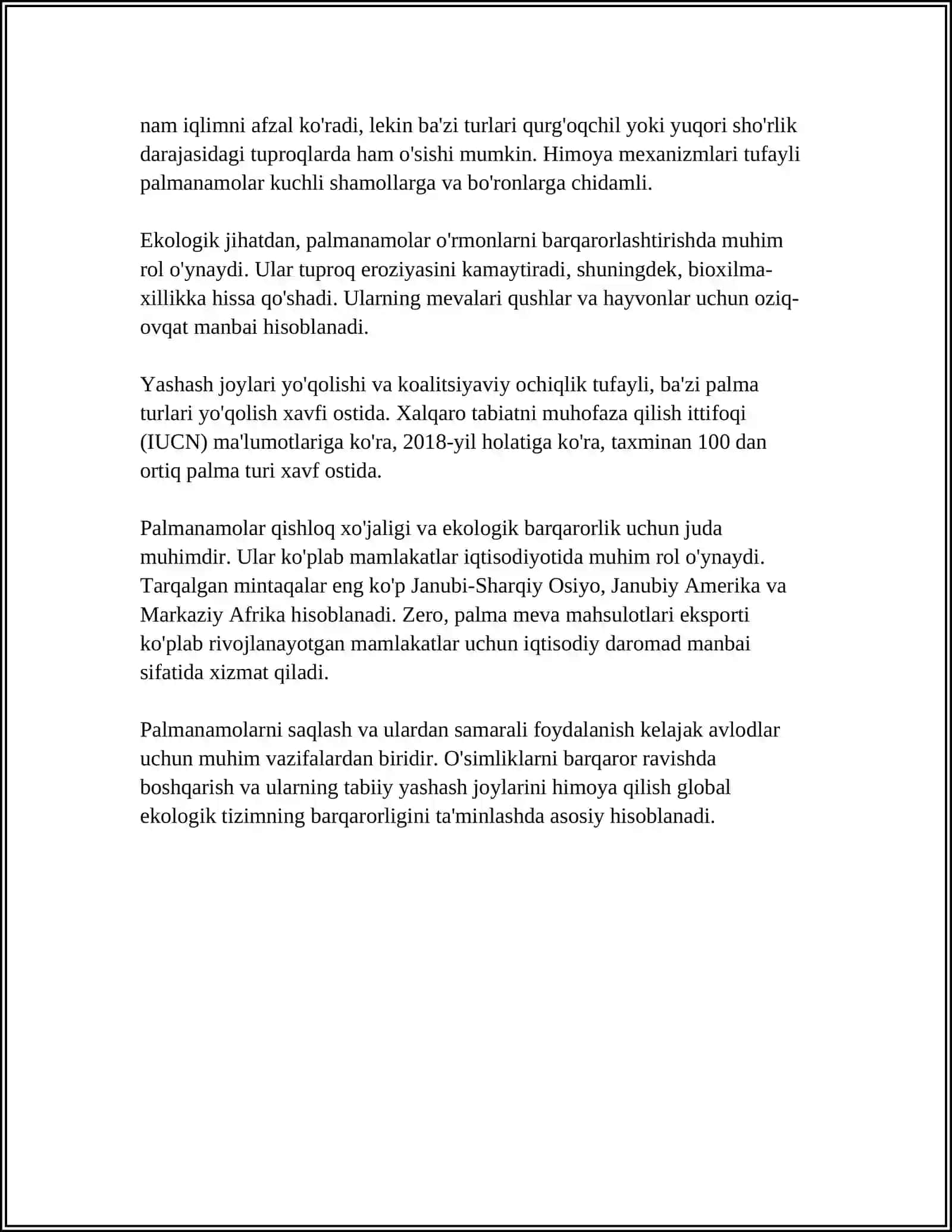 PALMANAMOLAR QABILASI OILALARI, TAVSIFI VA ASOSIY TURLARI 4
