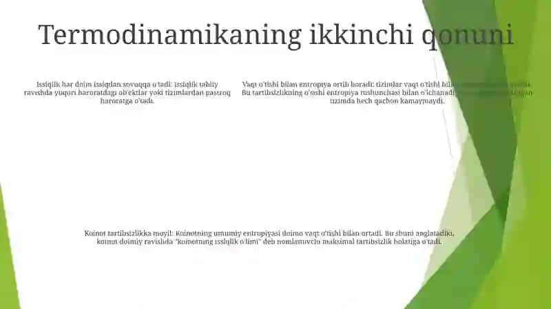 Termodinamikaning Qonunlari 4