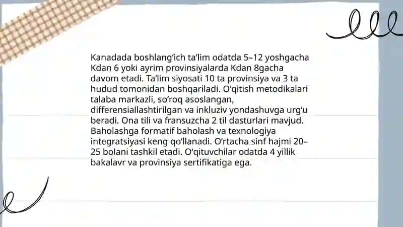 Kanadada erta bolalik ta'limi va maktabgacha tarbiya 4
