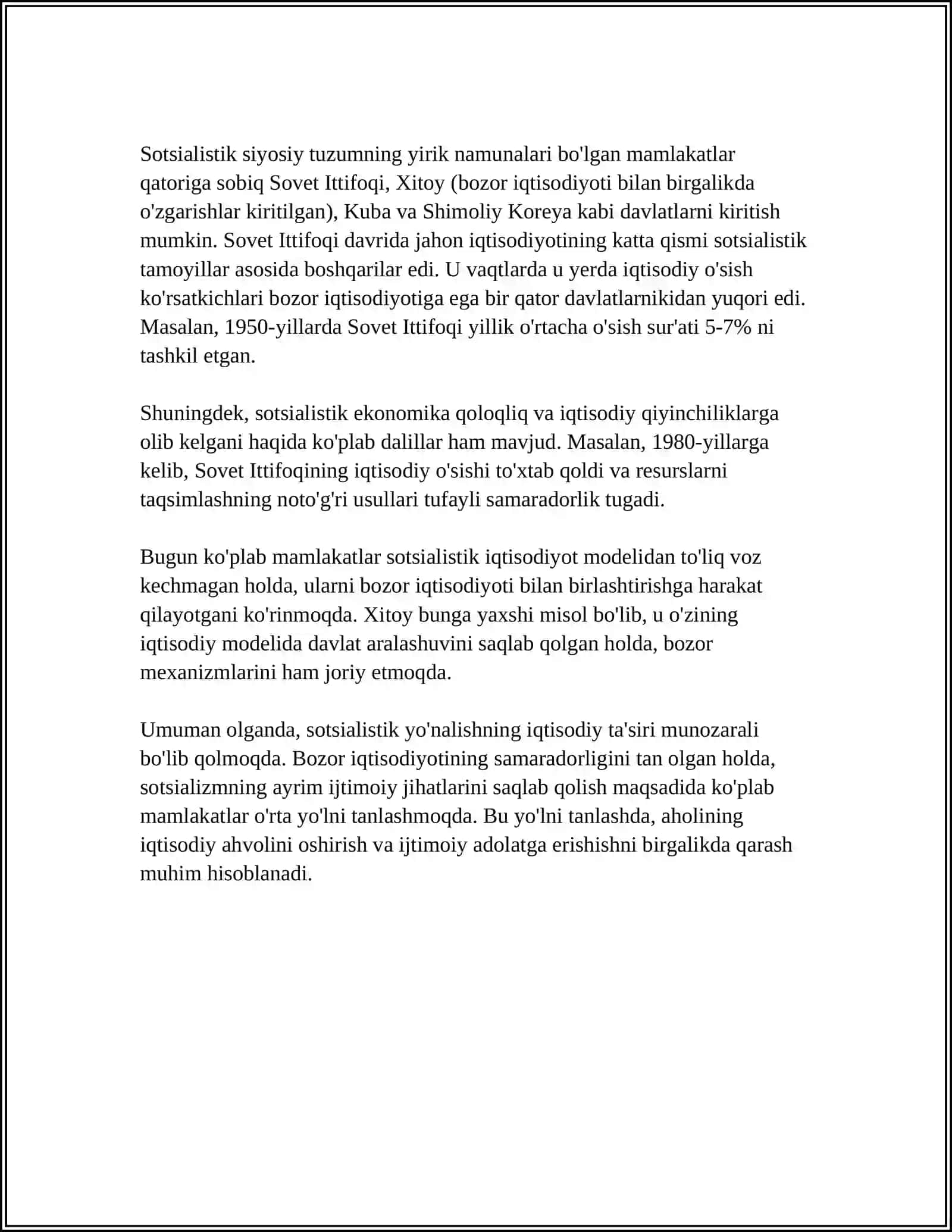 BOZOR IQTISODIYOTIGA MUXOLIF SOTSIALISTIK YOʻNALISH MOHIYATI VA UNING TARIXIY TAQDIRI 4
