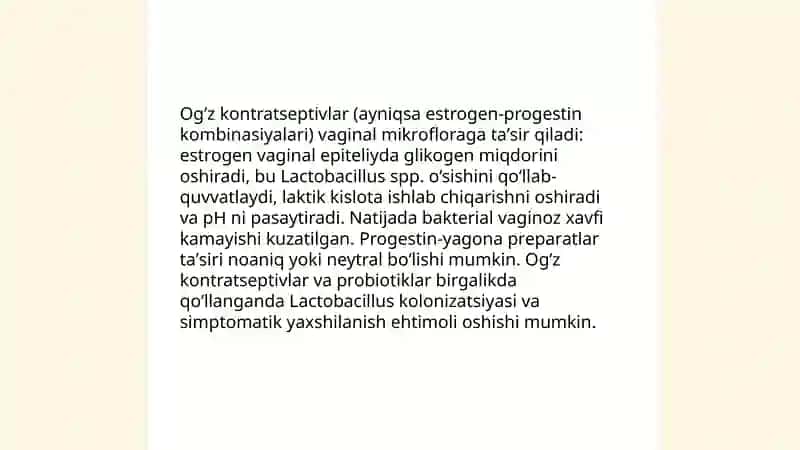 Kontratsepsiya vositalari.Probiotik va prebiotiklar 4