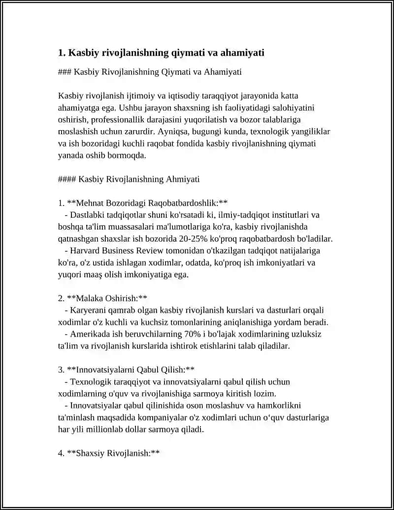 Kasbiy va Pedagogik Rivojlanishning Qiymati va Ahamiyati 4
