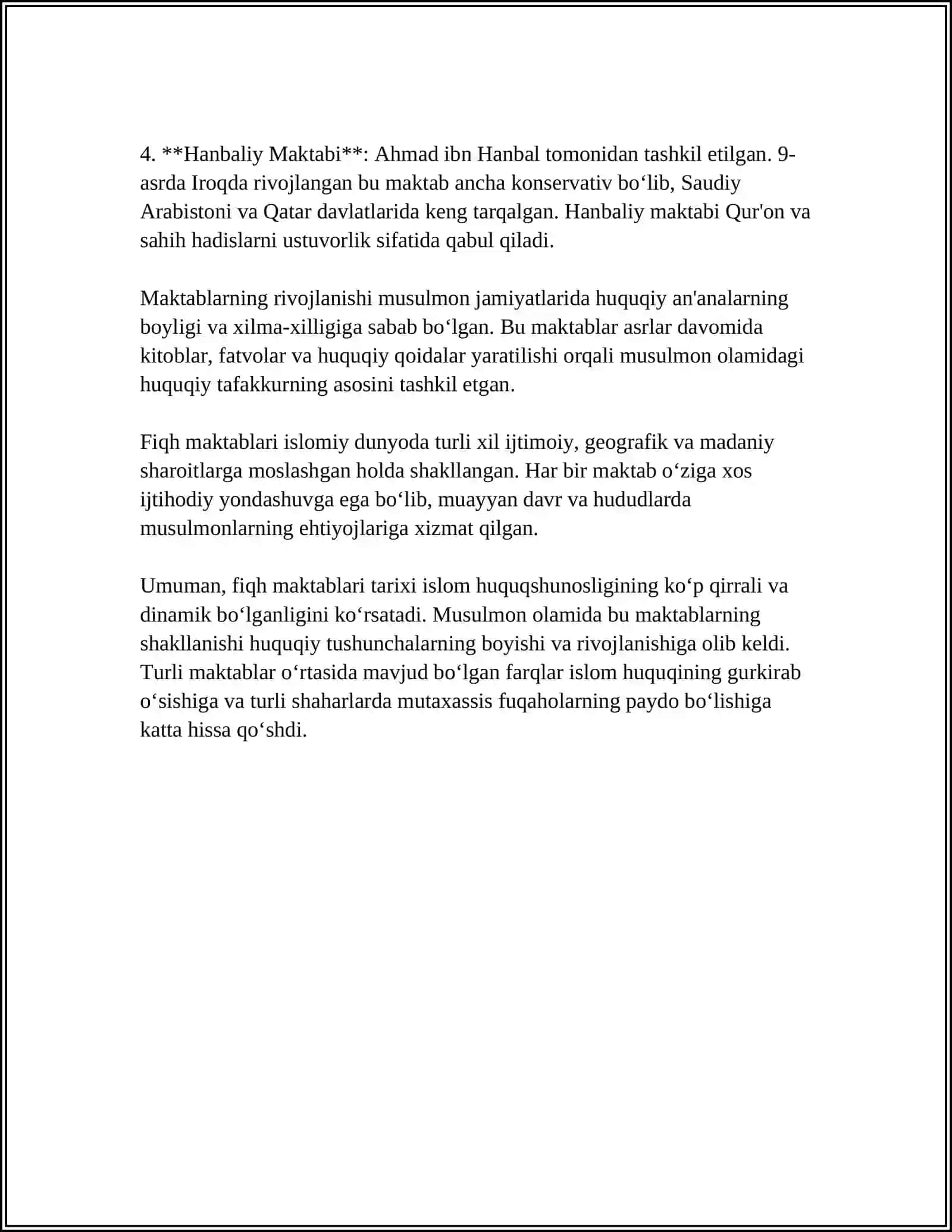 FIQH MAKTABLARINING VUJUDGA KELISHI 4