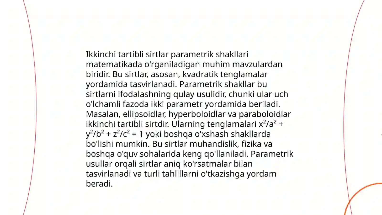 Ikkinchi tartibli sirtlar paraboloid 4