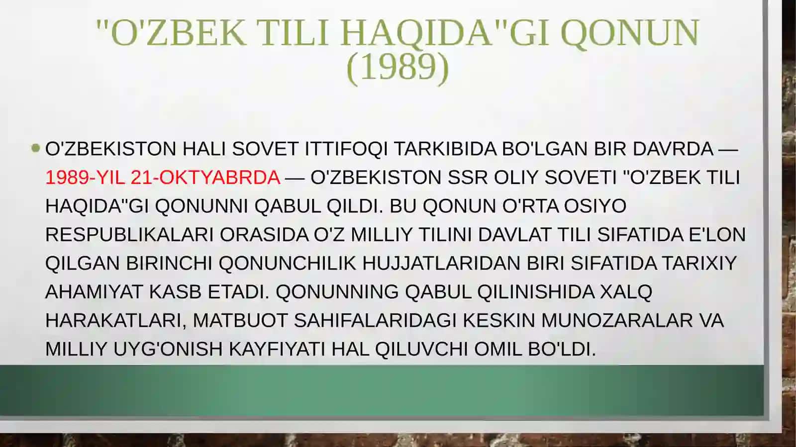 davlat tilini rivojlantirish yoʻlida qabul qilingan qonunlar 4