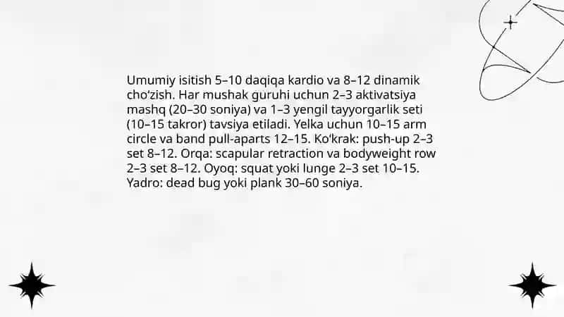 Har hil mushaklar guruhi uchun mashqlar majmuasi 4