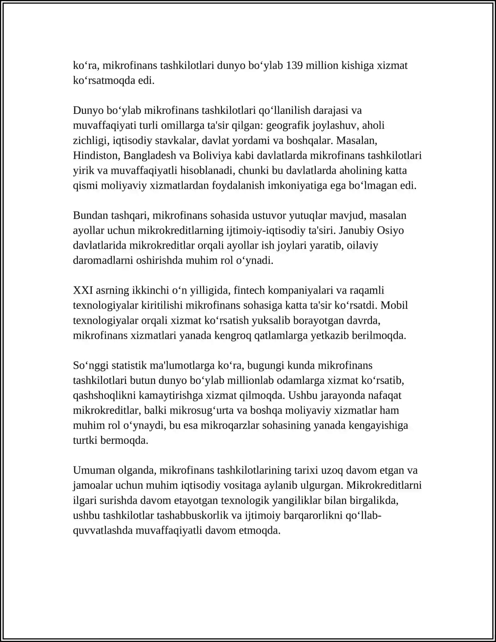 MIKROFINANS TASHKILOTLARI VA ULARNING AHAMIYATI 4