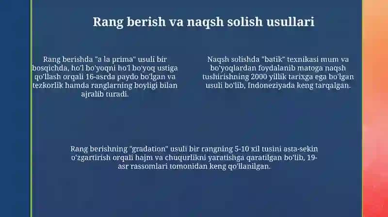 Amaliy sanʼatda buyumlarga pardoz berish usullari 4