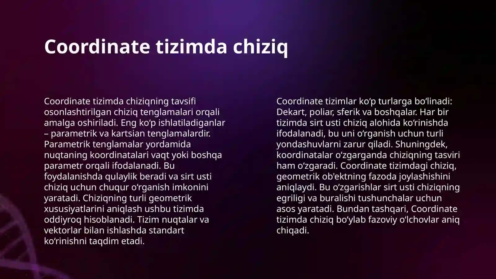Sirt usti chiziqning egriligi va buralishi 4