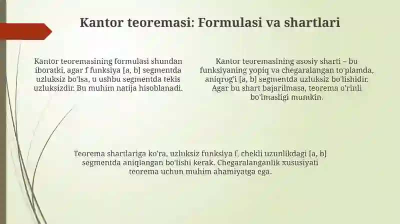 Tekis uzluksizlik. Kantor teoremasi 4