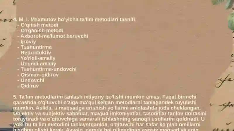 Tarbiya fanini o'qitish metod va vositalari 4
