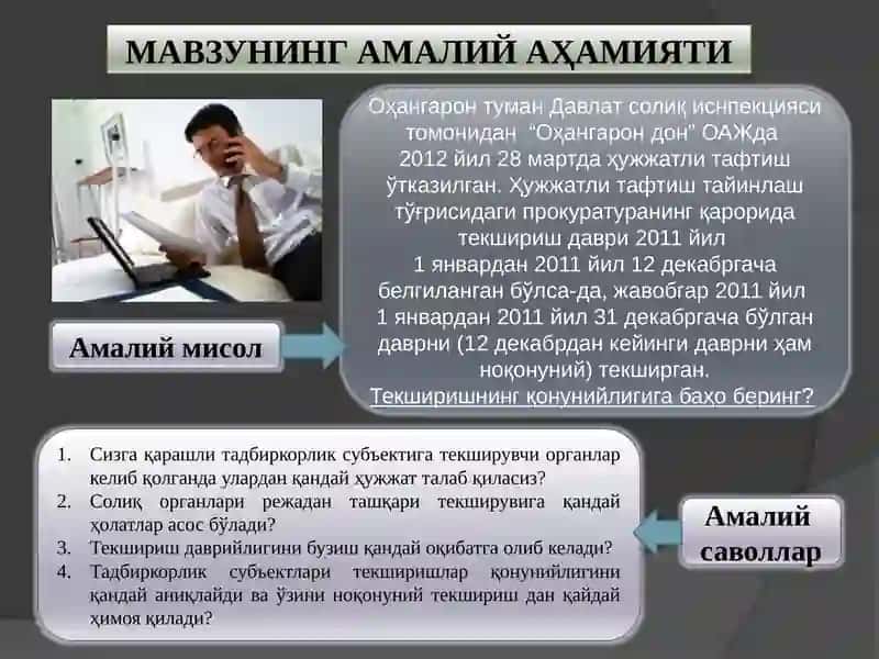 ТадбиркорликфаолиятинидавлаттомонидантартибгасолишваназоратиқилишРЕЖА 4