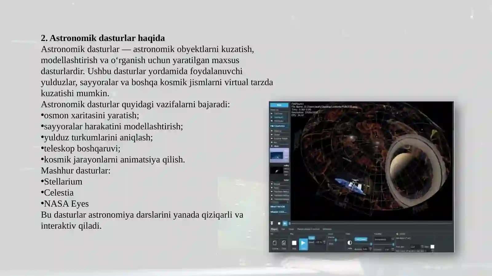 Astronomiya o'qitishda zamonaviy kompyuter va dasturiy mahsulotlardan foydalanish usullari 4