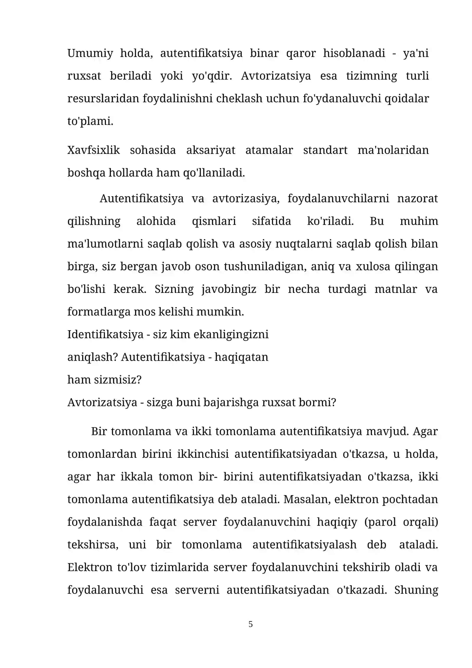 Identifikatsiya, autentifikatsiya va avtorizatsiya tushunchalari 4