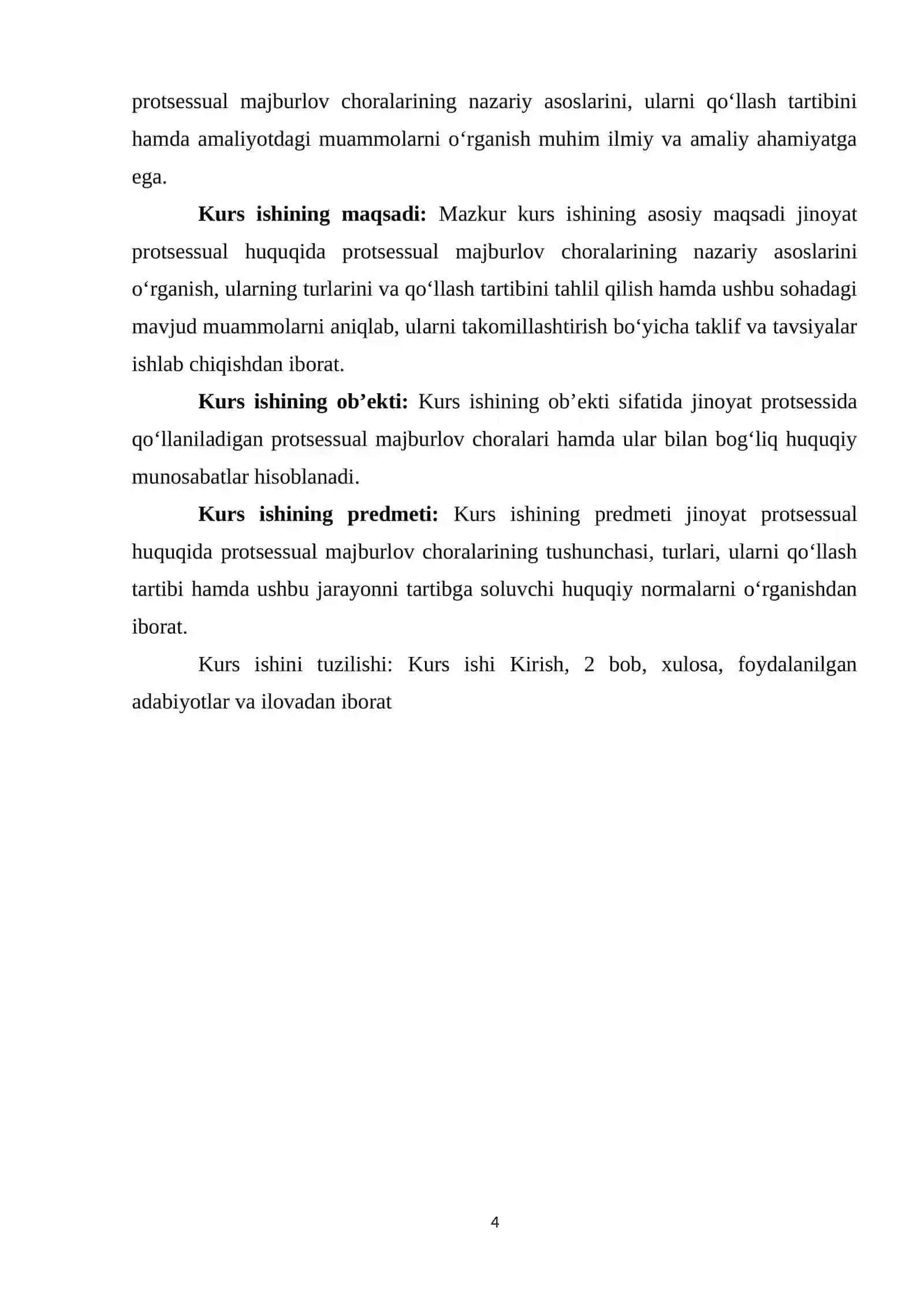 JINOYAT PROTSESSUAL HUQUQI: PROTSESSUAL MAJBURLOV CHORALARI 4