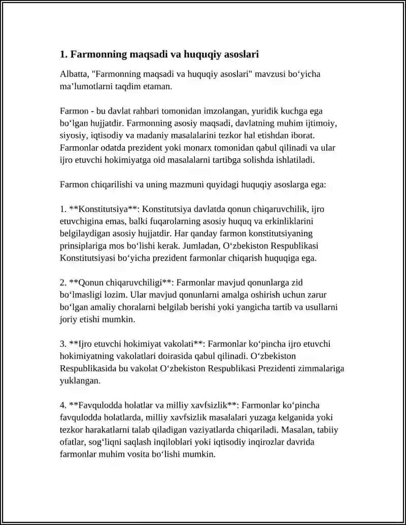 OʻZBEKISTON RESPUBLIKASI PREZIDENTINING “O‘ZBEK TILINING DAVLAT TILI SIFATIDAGI NUFUZI VA MAVQEINI TUBDAN OSHIRISH CHORA‑TADBIRLARI TO'G'RISIDA” – 2019 YIL 21 OKTYABRDAGI FARMONI 4