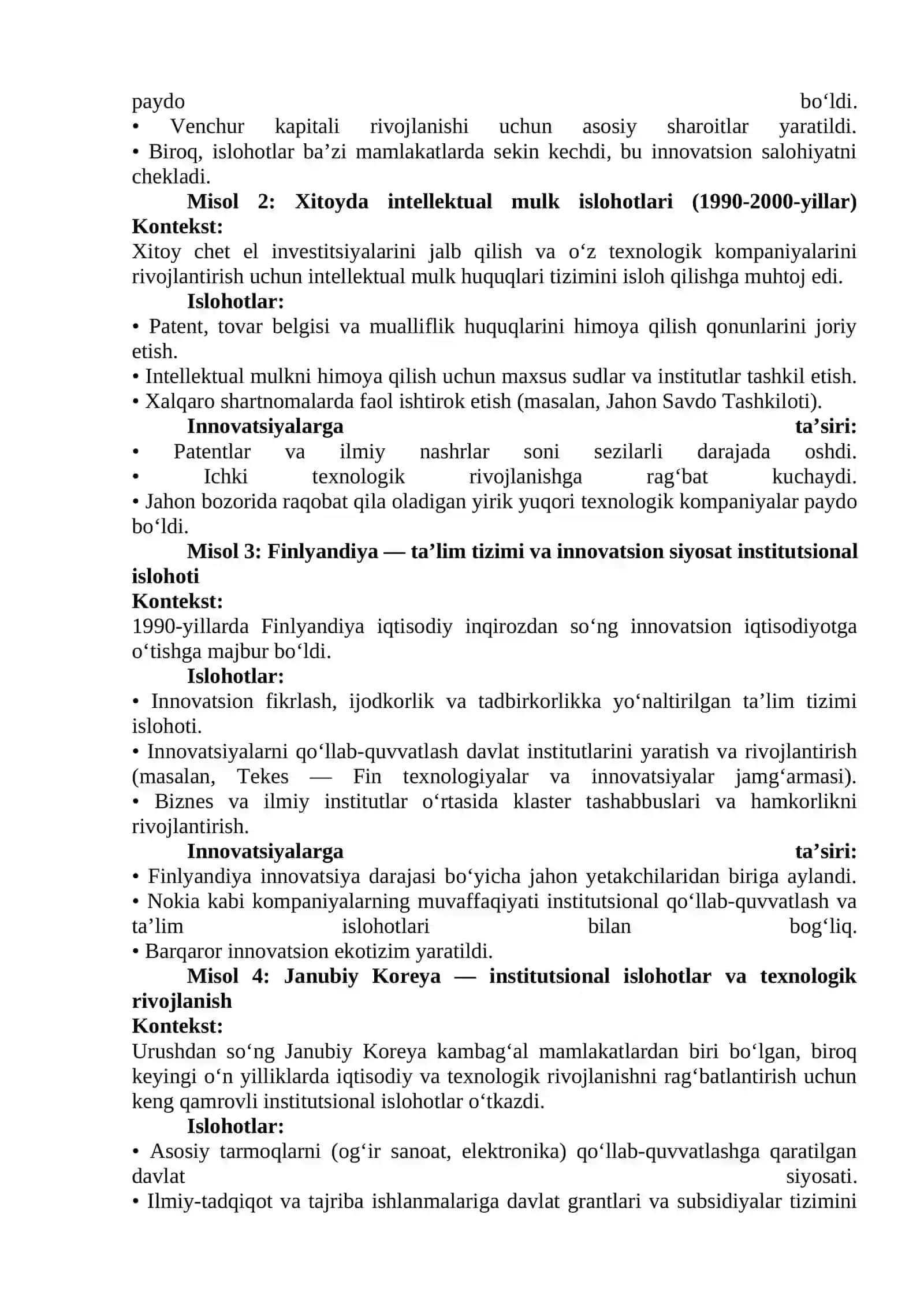 Rivojlanishning institutsional nazariyalari va tashkiliy innovatsiyalarning subyektlari 4