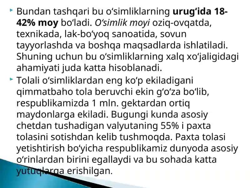 Lub-tolali ekinlar ahamiyati 4