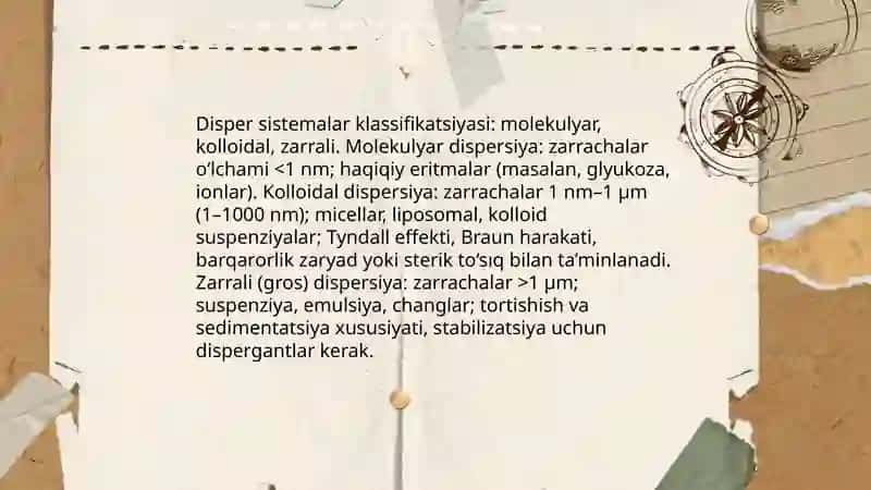 Disper sistemalar va ularning turlari. Disper sistemalar dori vositalari 4