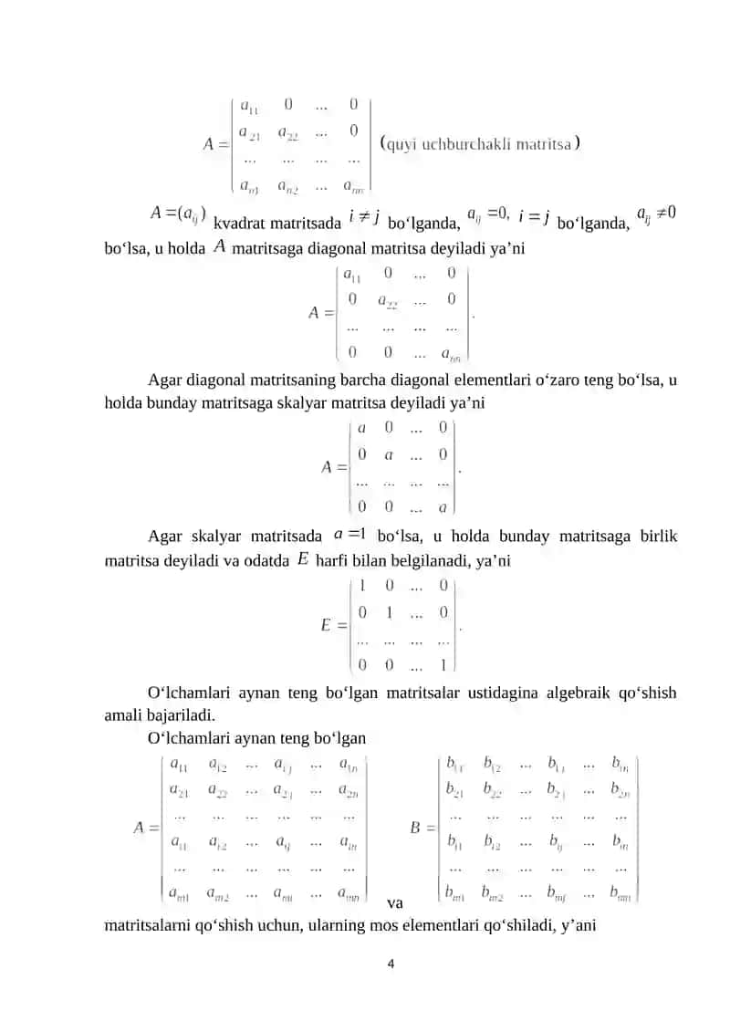 Matritsalar algebrasi 4