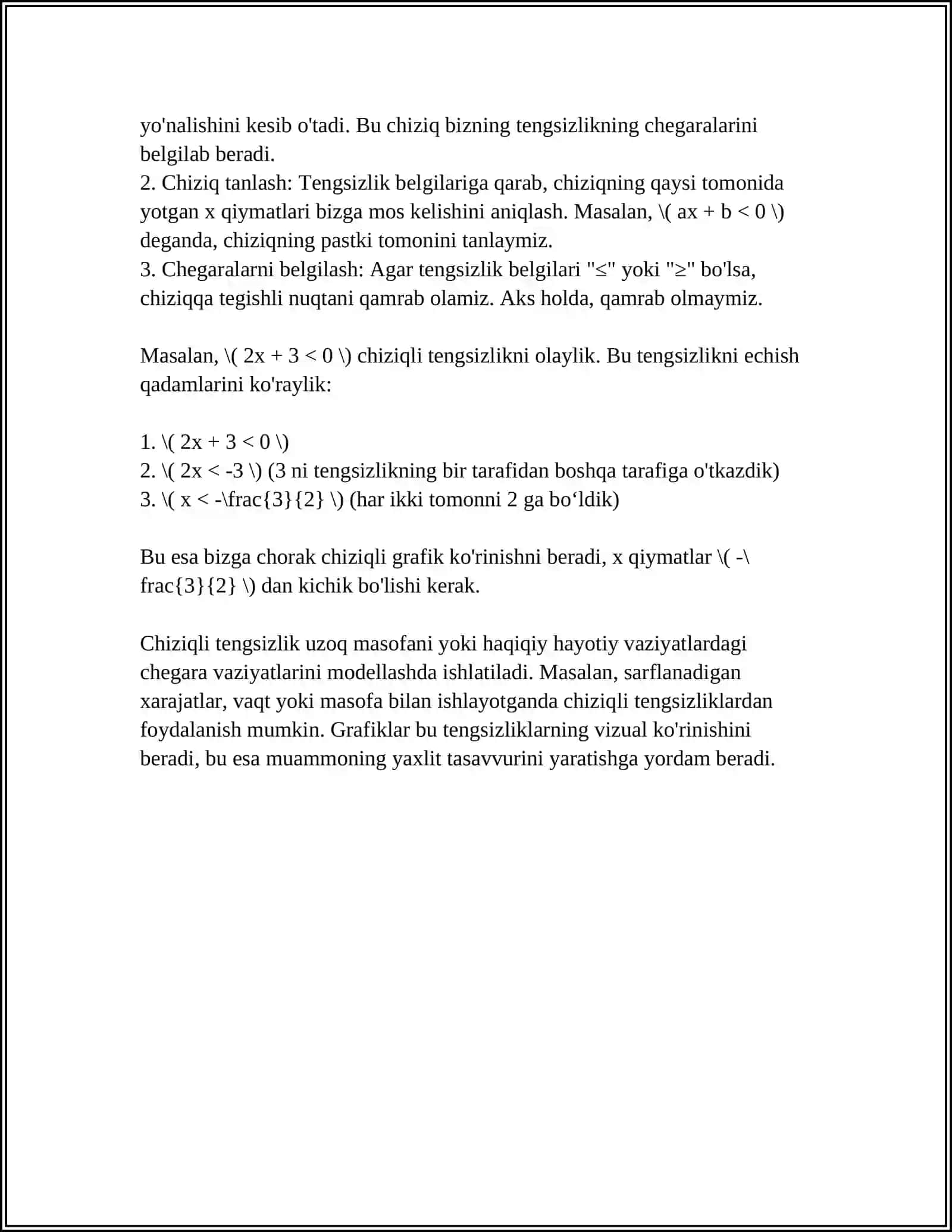 IKKI O'ZGARUVCHILIK TENGSIZLIKLARNI GRAFIK USULDA YECHISH 4