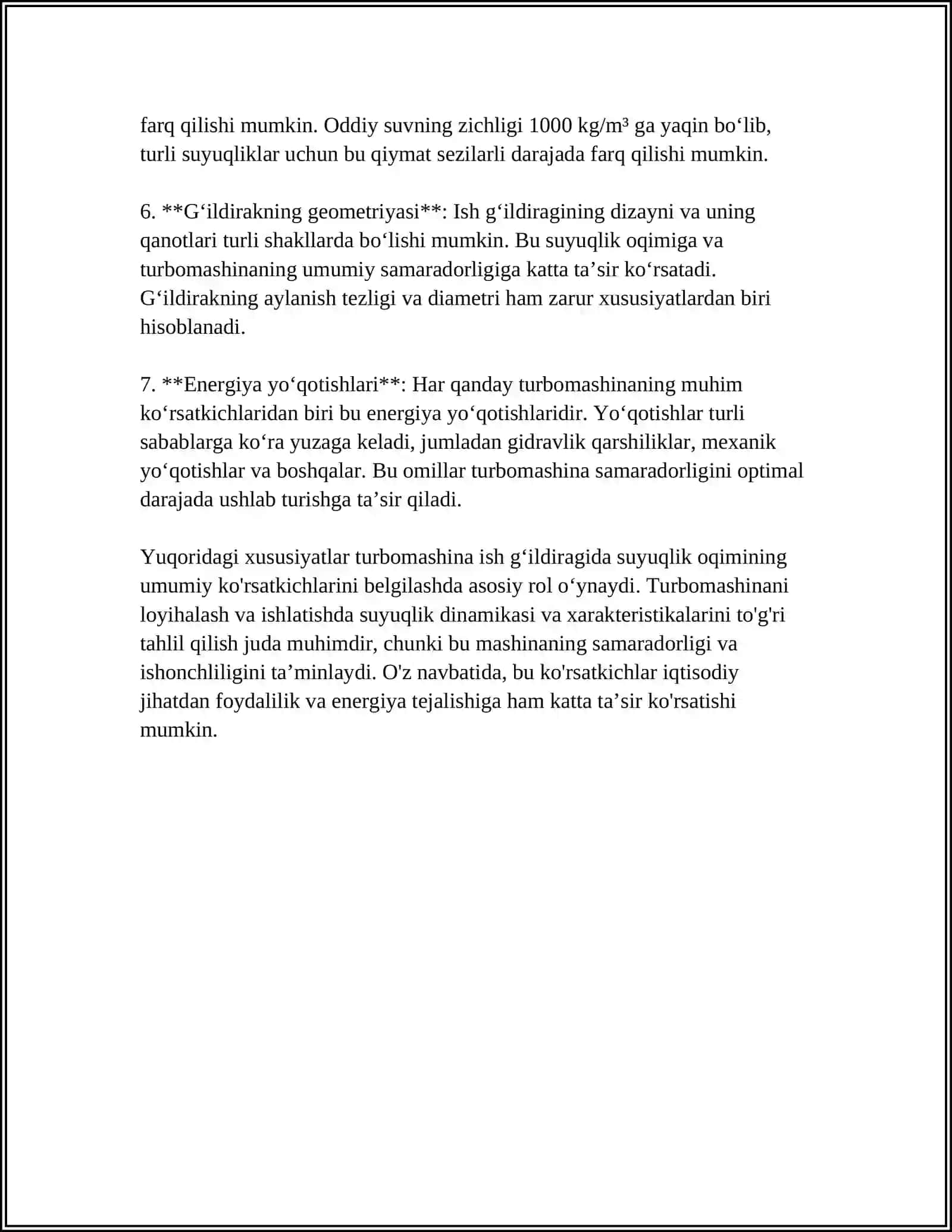 TURBOMASHINA ISH GʻILDIRAGIDA SUYUQLIK OQIMINING HARAKATI 4