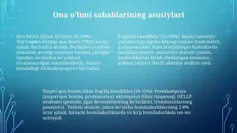 Onalar o'limi muommosi, sabablari, rivojlanishi va patomorfologik belgilari 4