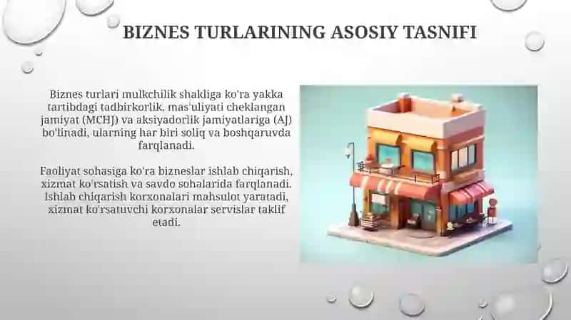 Kichik biznes va korxonalar uchun biznes turlari 4