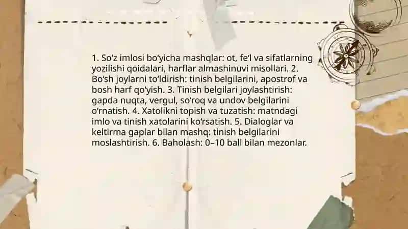 5-sinflar uchun ona tili fanidan didaktik material tayyorlash 4