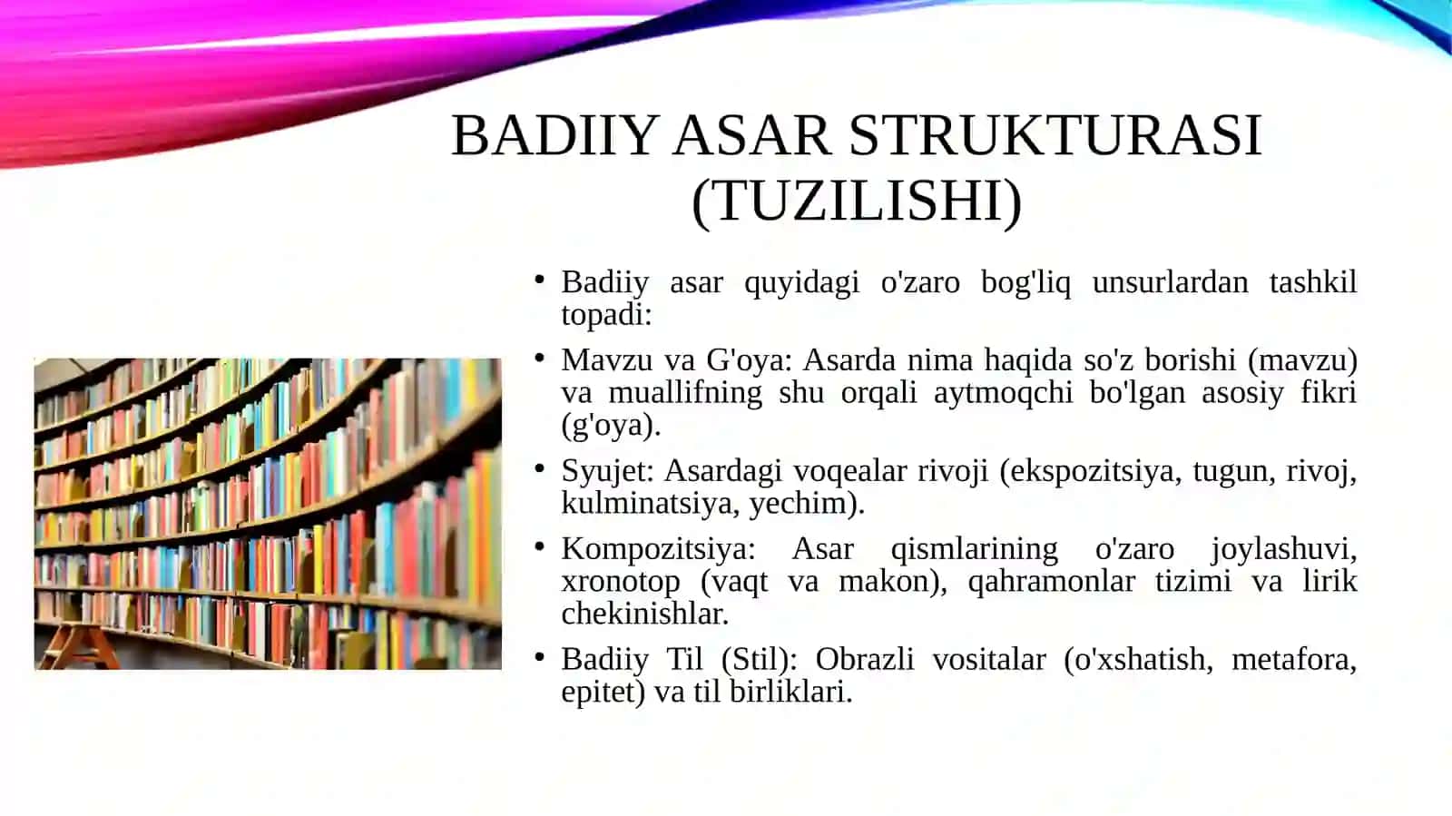 Badiiy asar strukturasi va tahlil qilish usullari 4