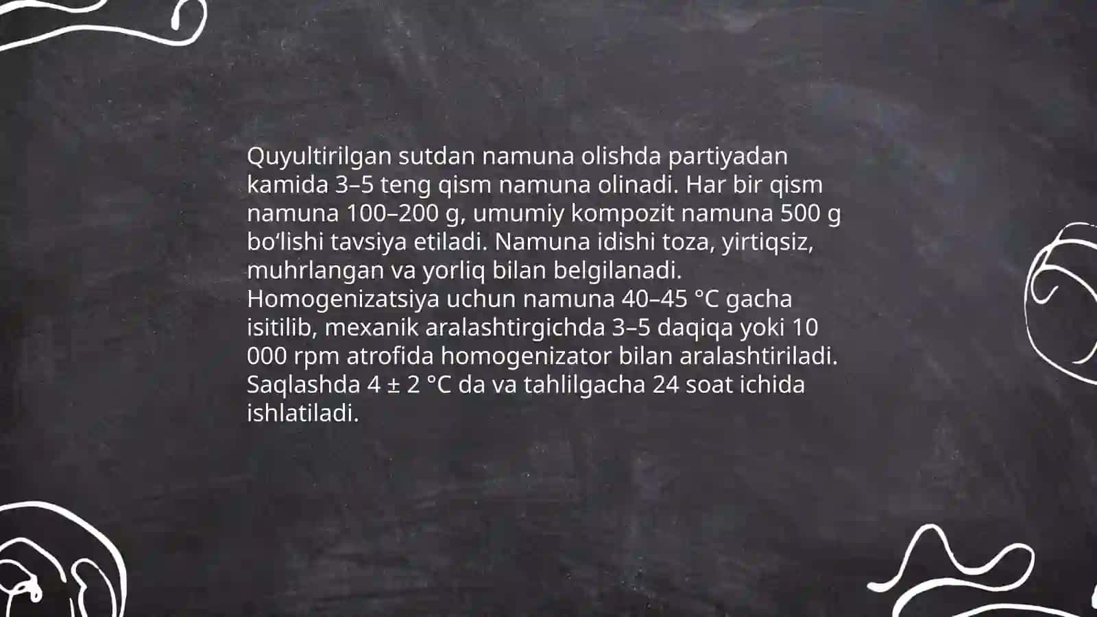 Quyultirilgan sut-Yog’ miqdorini aniqlash-Gravimetrik usul 4