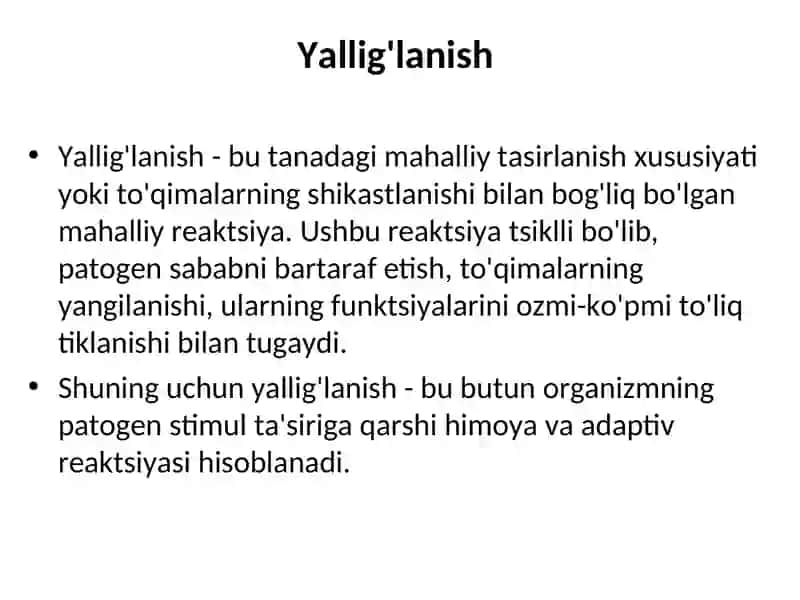 O'tkir va Surunkali Yallig'lanish 4