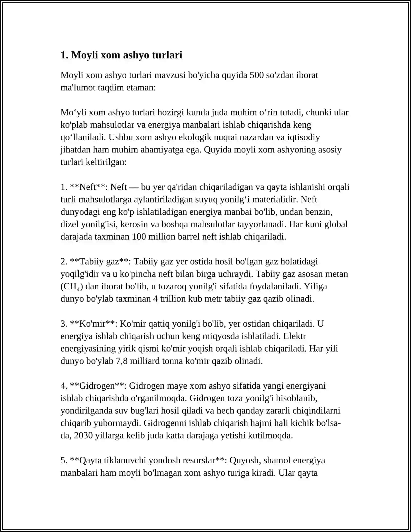 MOYLI XOM ASHYOLARNI QAYTA ISHLASHGA LOYIHALASHTIRISH 4