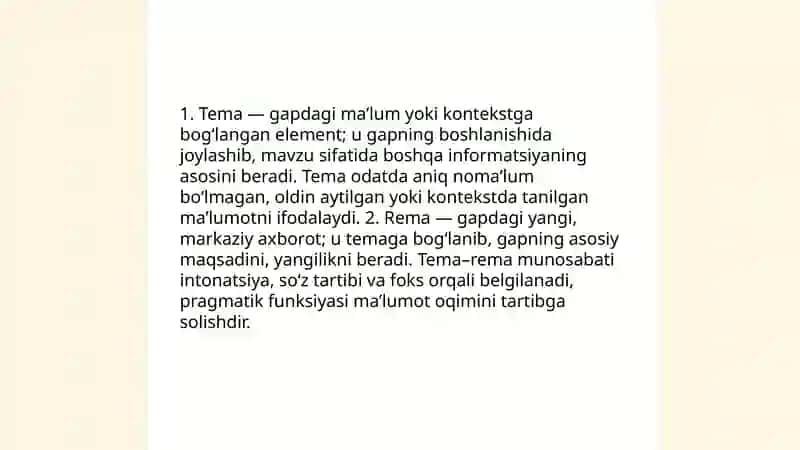 Gapda so‘z tartibi va aktual bo‘linishning nazariy asoslari 4