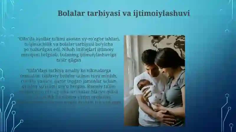 "Fitratning Oila asaridagi. oila qurish tartiblar va farzand tarbiyasiga oid slayt tayyorlash" 4