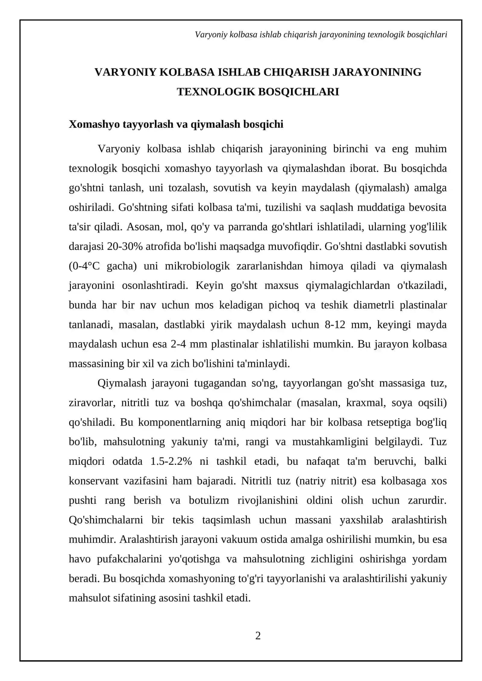 Varyoniy kolbasa mahsulotlarini ishlab chiqarish 4