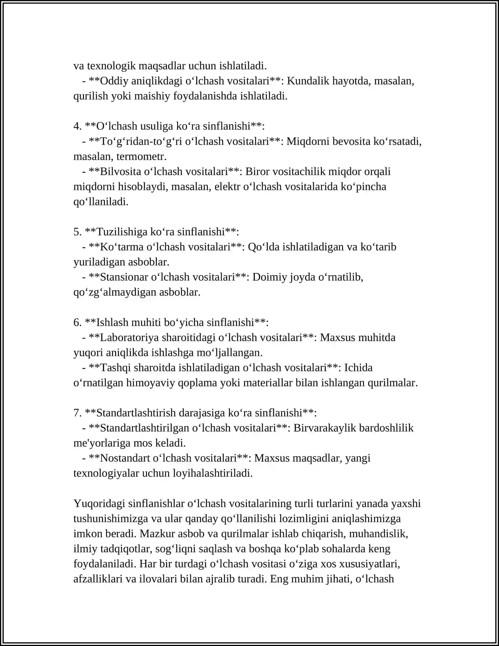 OʻLCHASH VOSITALARINING SINFLANISHI 4